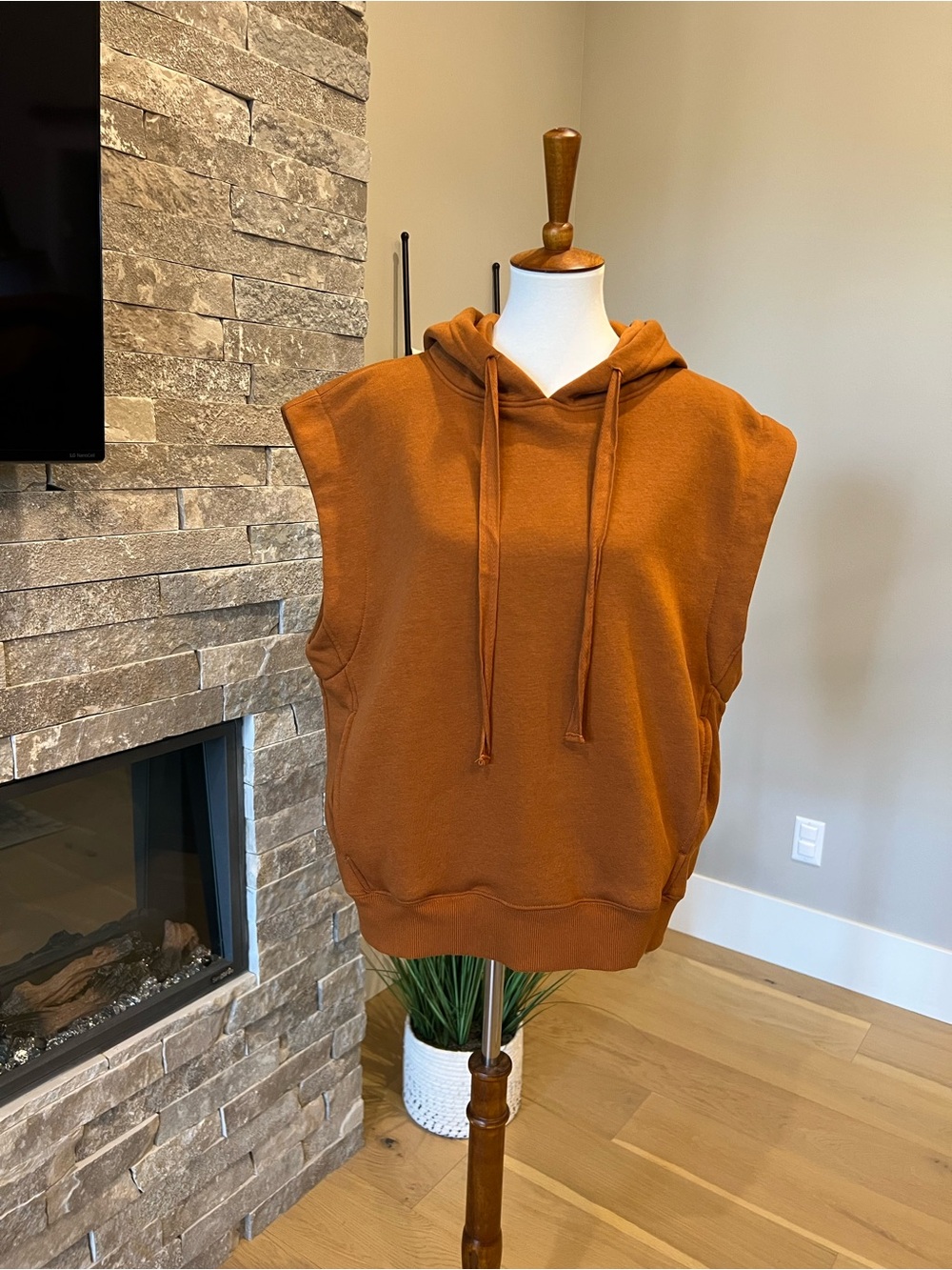 Rust Sleeveless Hoodie